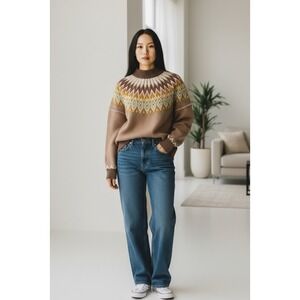 La Ligne Striped Crew Neck Sweater Pullover  Wool Woven Size 8 Women's